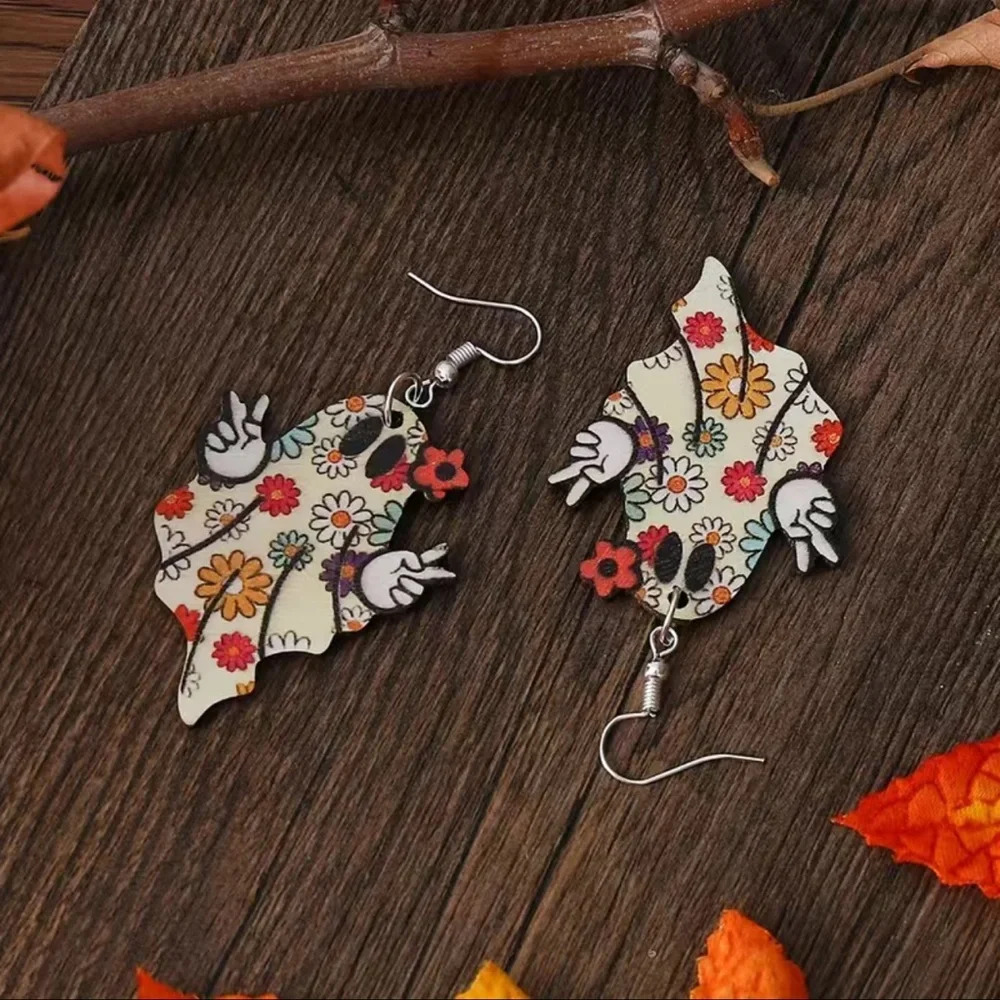 Ghost Hippie Dangle Earrings - Picture 4 of 5